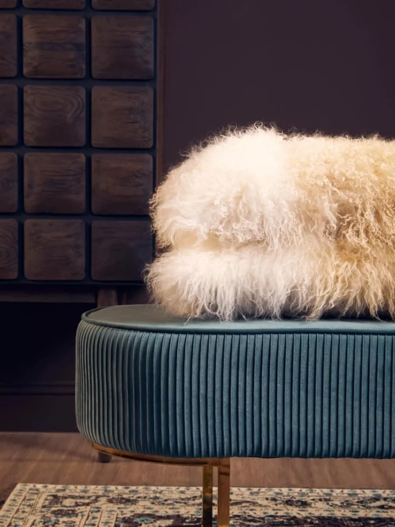 Bosie Real Mongolian Fur Natural Ombre Rectangular Cushion
