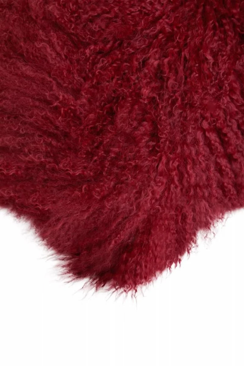 Bosie Real Mongolian Fur Maroon Rectangular Cushion