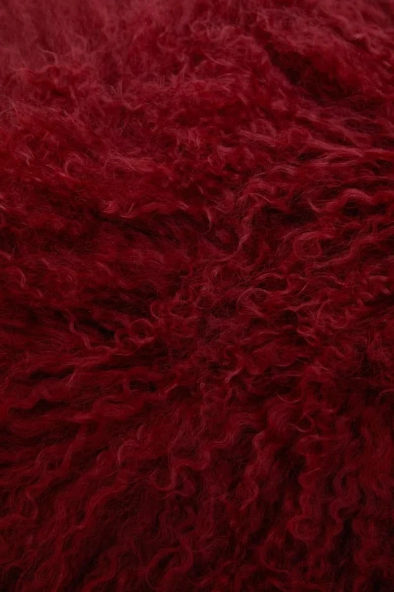 Bosie Real Mongolian Fur Maroon Rectangular Cushion