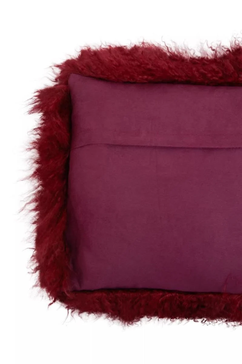 Bosie Real Mongolian Fur Maroon Rectangular Cushion