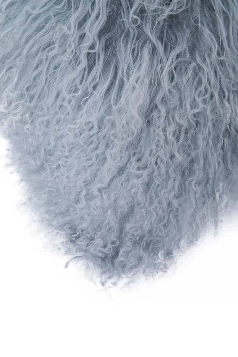 Bosie Real Mongolian Fur Grey Square Cushion
