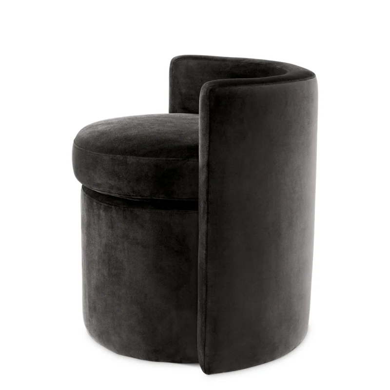 STOOL ARCADIA - ROCHE DARK GREY VELVET