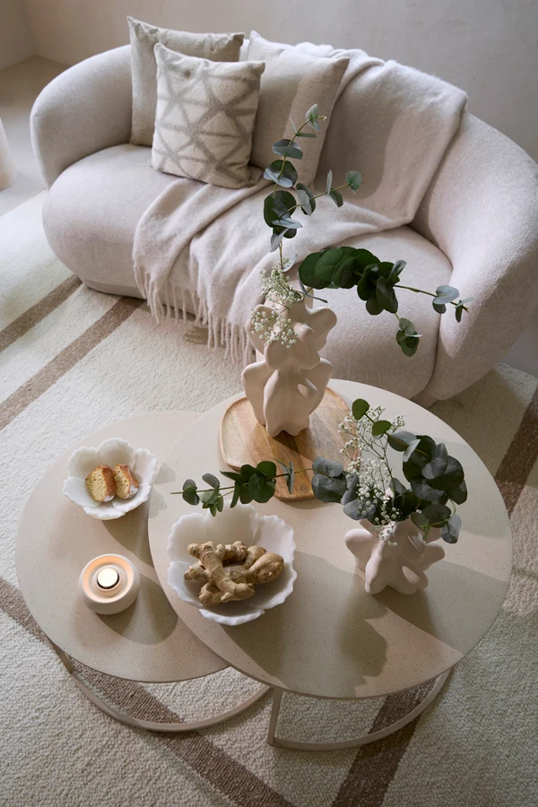 Coffee table S/2 65x38+75x42 cm SADAR sand+l brown spotted | OUTLET