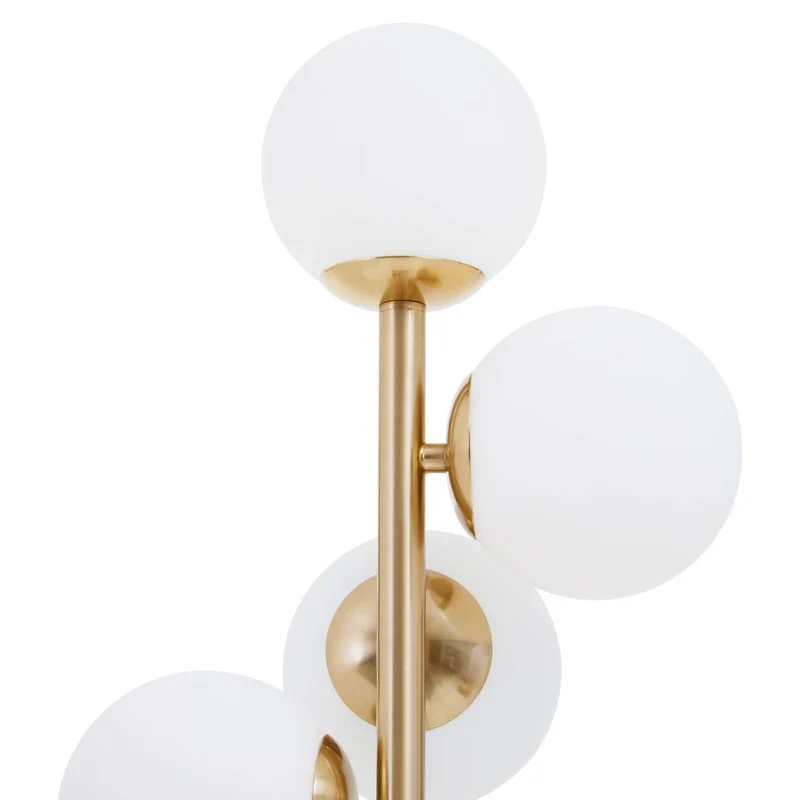 Abira White Marble and Brushed Brass 5 Bulb Table Lamp