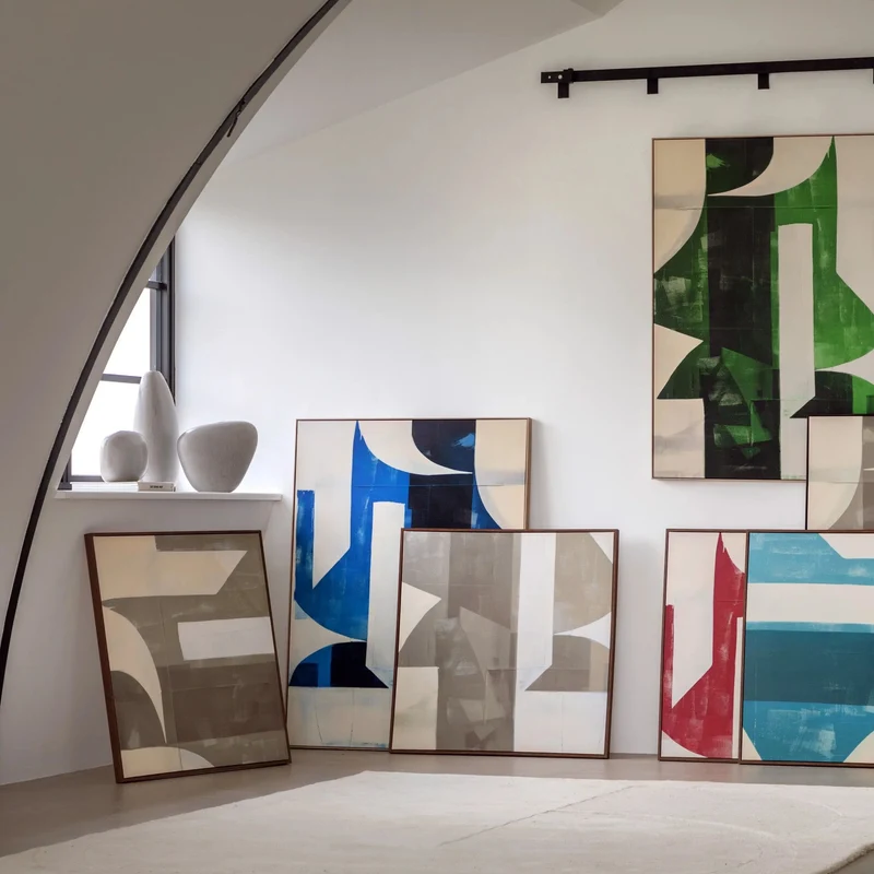 Cemento Abstract Framed Canvas | OUTLET