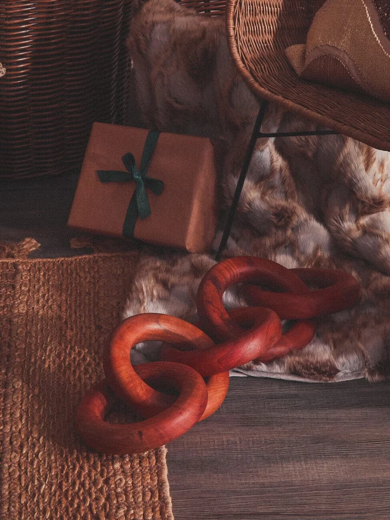 Cato Natural Wooden 5 Link Chain Decor | OUTLET