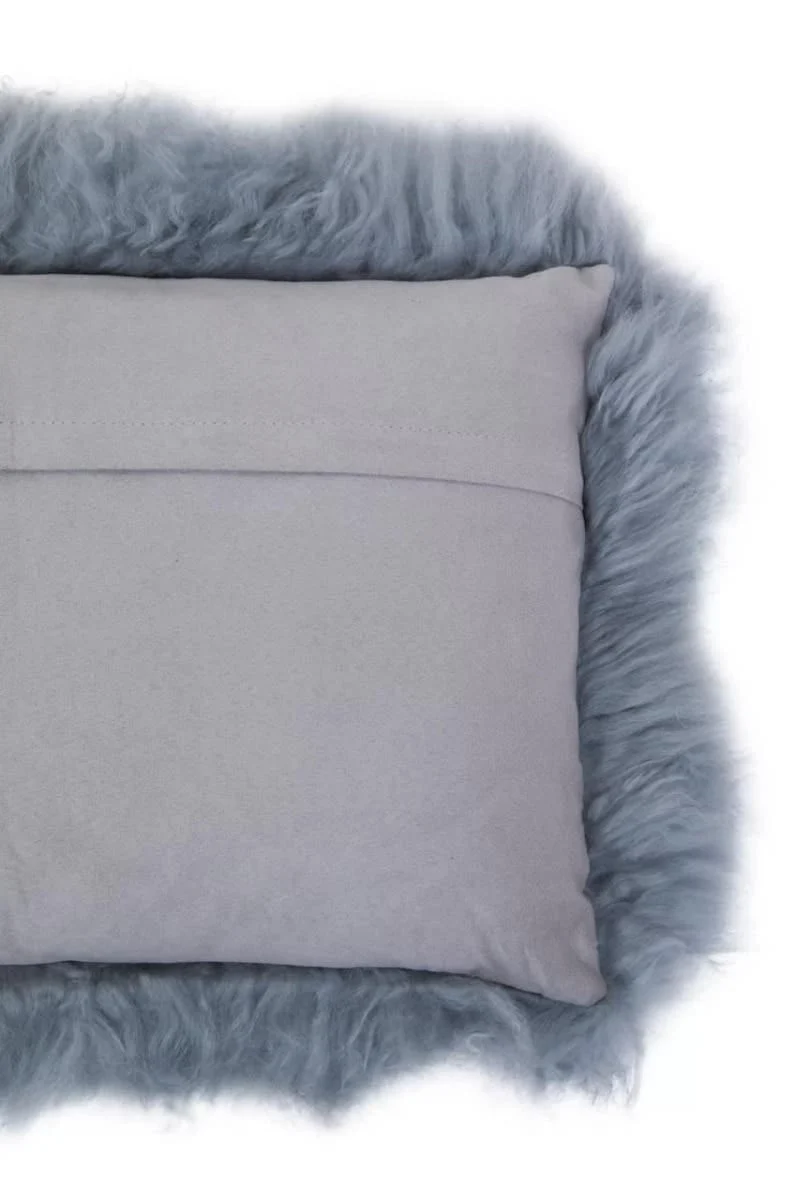Bosie Real Mongolian Fur Grey Rectangular Cushion
