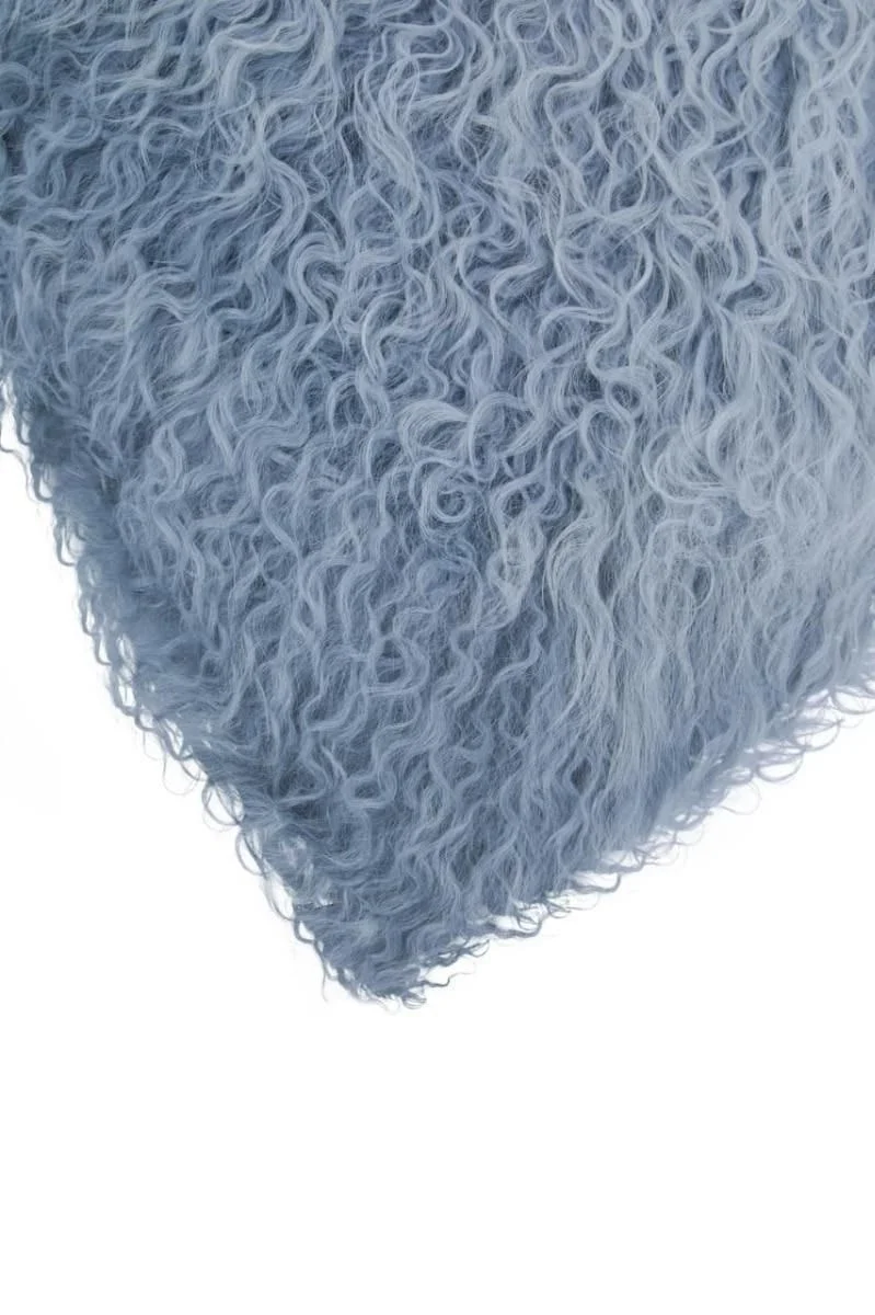 Bosie Real Mongolian Fur Grey Ombre Square Cushion