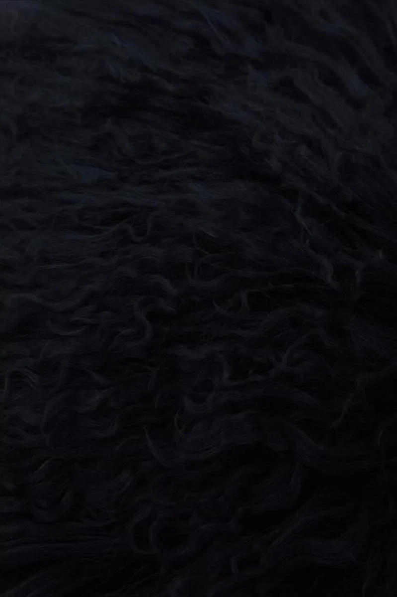 Bosie Real Mongolian Fur Black Round Cushion
