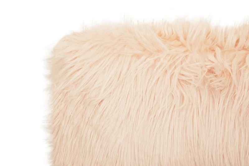 Bosie Mongolian Faux Fur Pink Rectangular Cushion