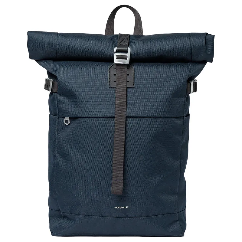Sandqvist Icon Rolltop - Mochila M 14" 60 cm (navy with black leather)