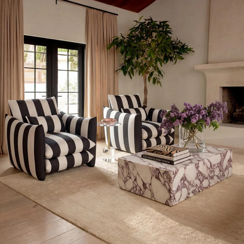 Sycamore Black and White Striped Chair