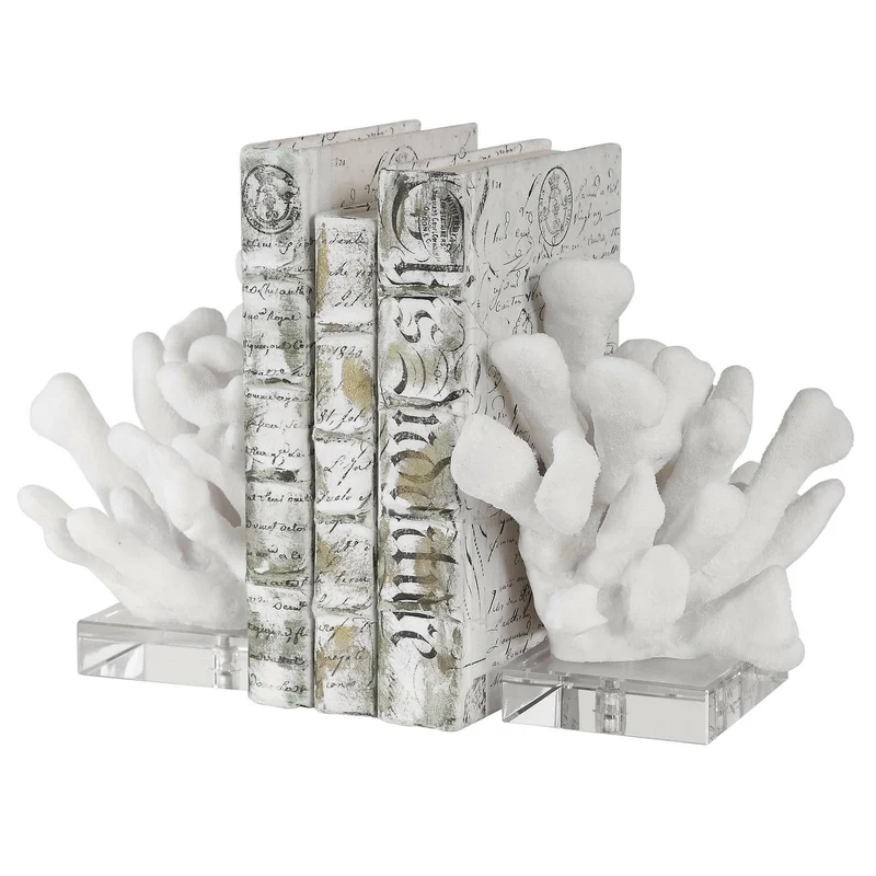 Charbel White Bookends, Set/2| OUTLET
