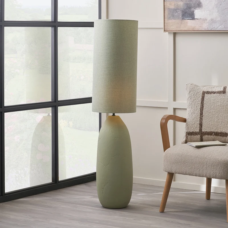Erika Sage Vintage Textured Ceramic Floor Lamp| OUTLET
