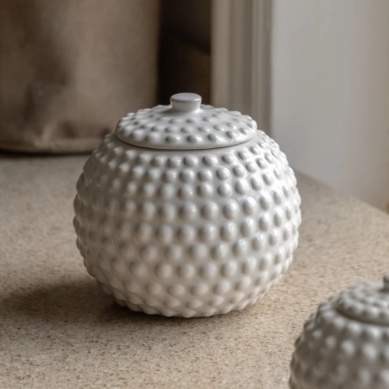 Alba Beaded Trinket Jar White Large | OUTLET