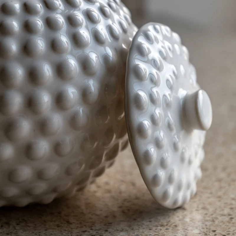 Alba Beaded Trinket Jar White Large | OUTLET