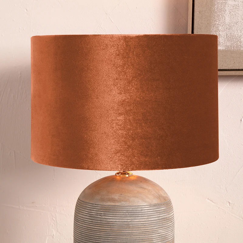 Bow 35cm Tobacco Velvet Cylinder Shade | OUTLET