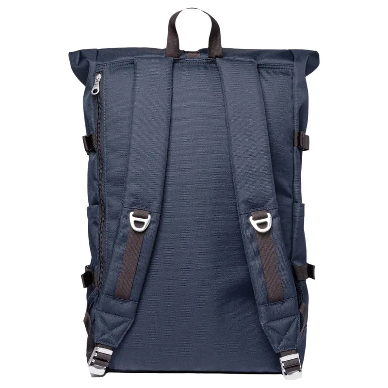 Sandqvist Icon Rolltop - Mochila L 16" 65 cm expandible (navy with black leather)