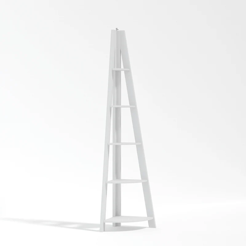 Tiva White Corner Ladder Shelving