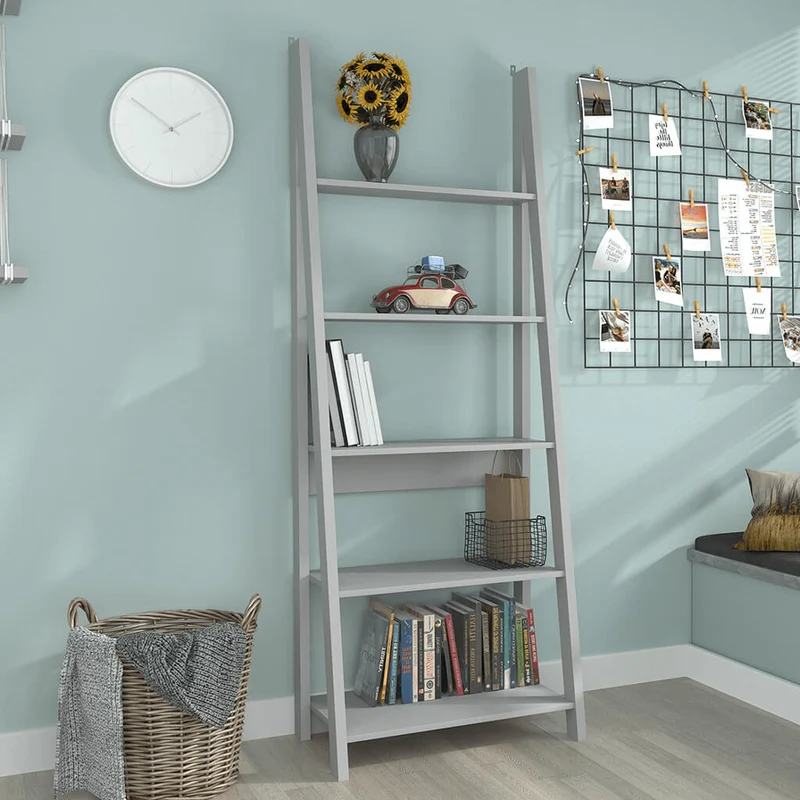 Tiva Grey Ladder Bookcase
