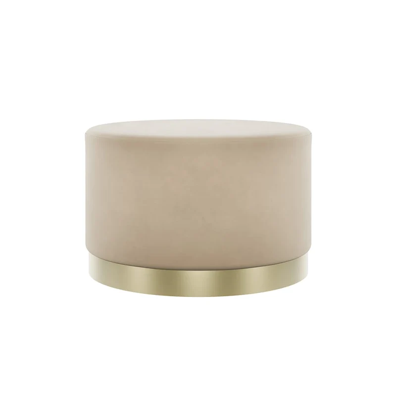 Lara Beige Velvet Large Pouffe