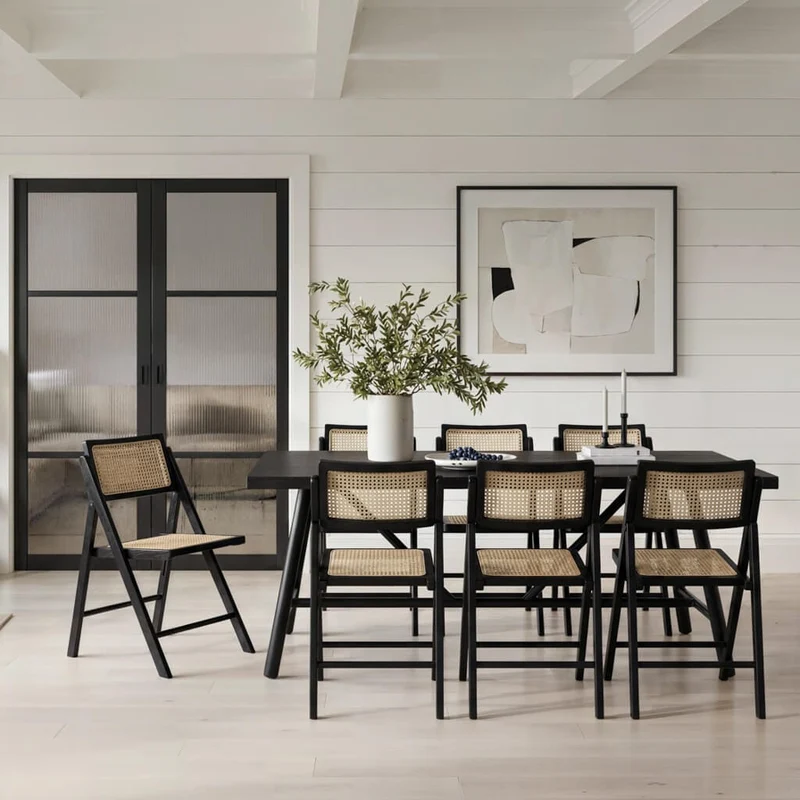 Louie Black Dining Table with 4 Ashton Black Dining Chairs