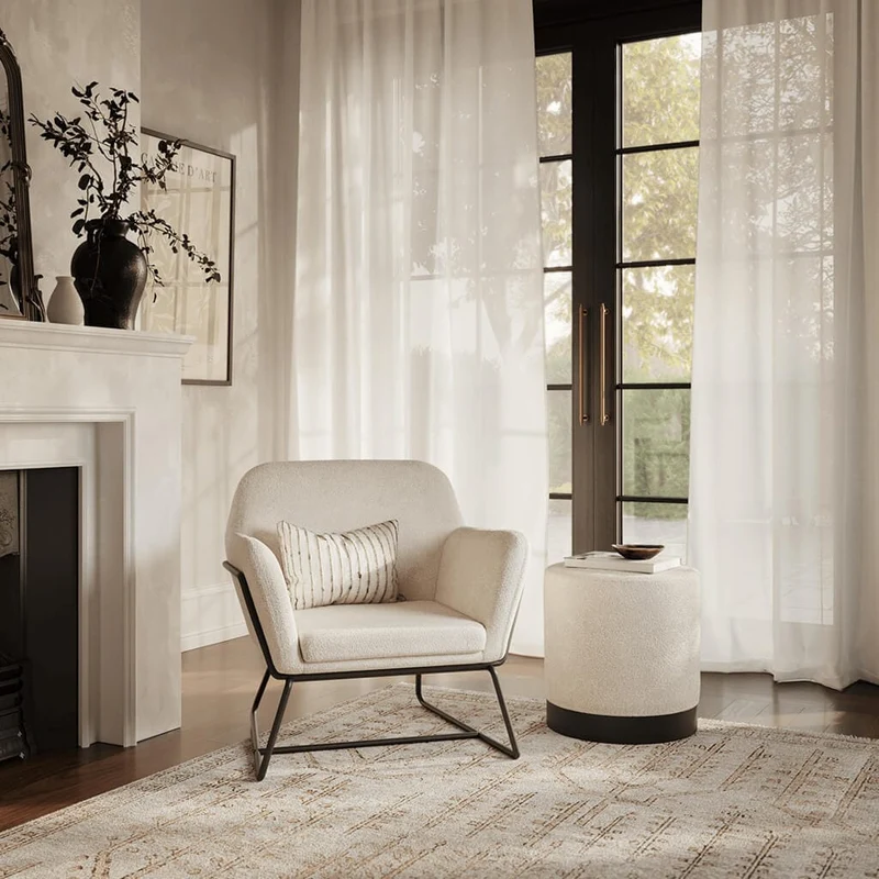 Charles Ivory Boucle Chair