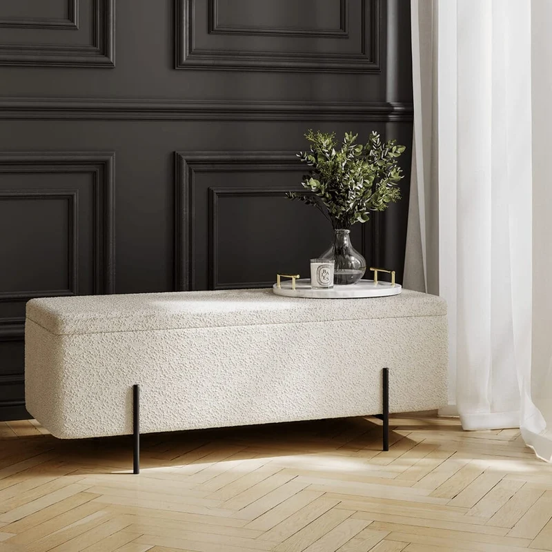 Lola Ivory Boucle Storage Ottoman