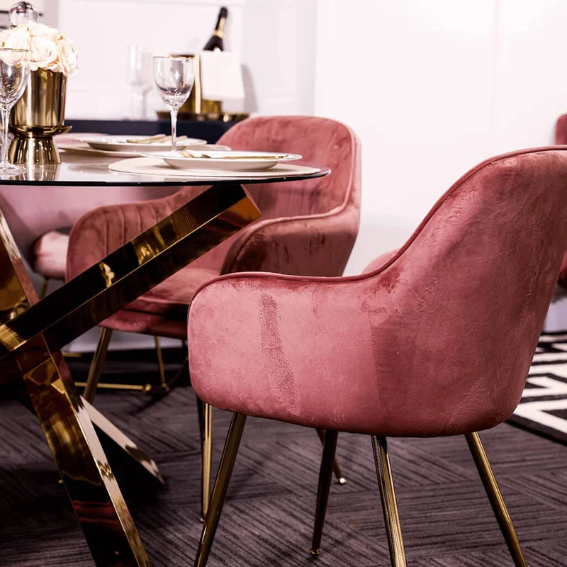 Lara Vintage Pink & Gold Dining Chairs