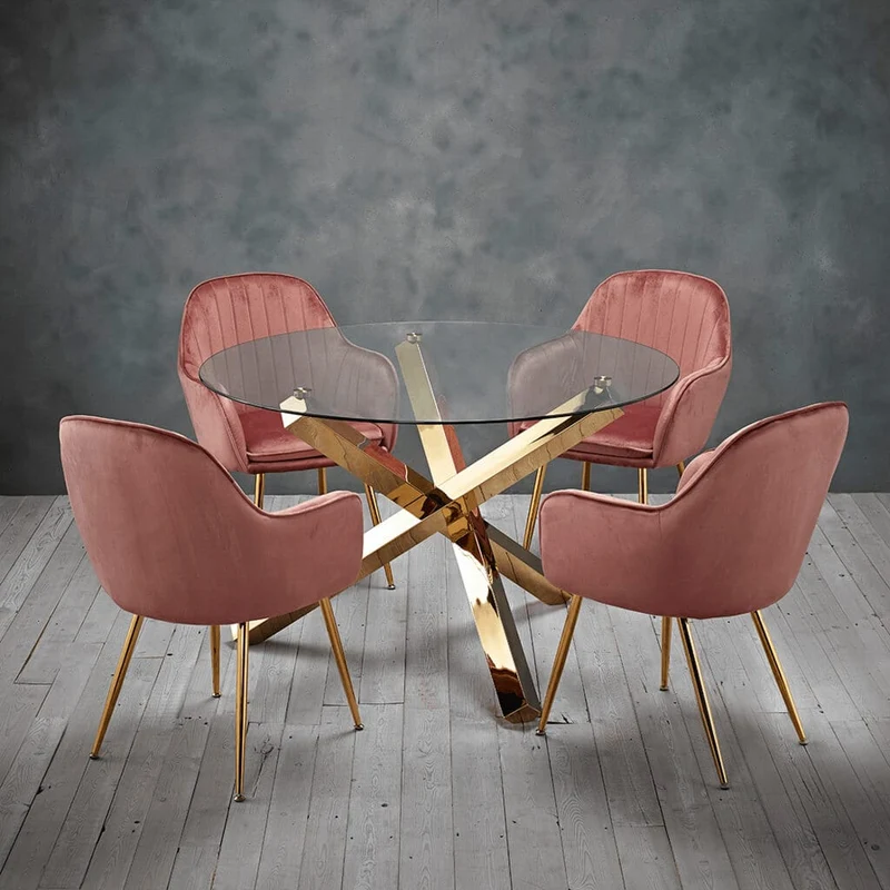 Lara Vintage Pink & Gold Dining Chairs