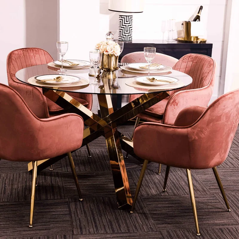Lara Vintage Pink & Gold Dining Chairs