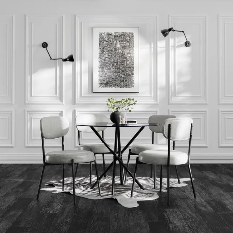 Casa Glass and Black Dining Table 4 Smith Caramel Chairs