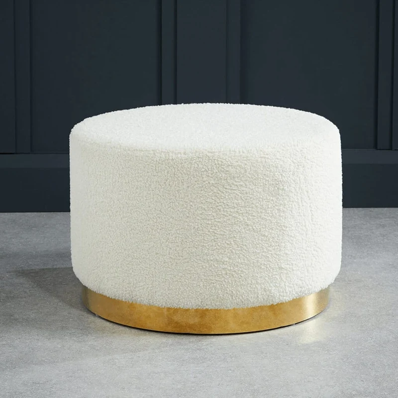 Lara Ivory Boucle Small Pouffe