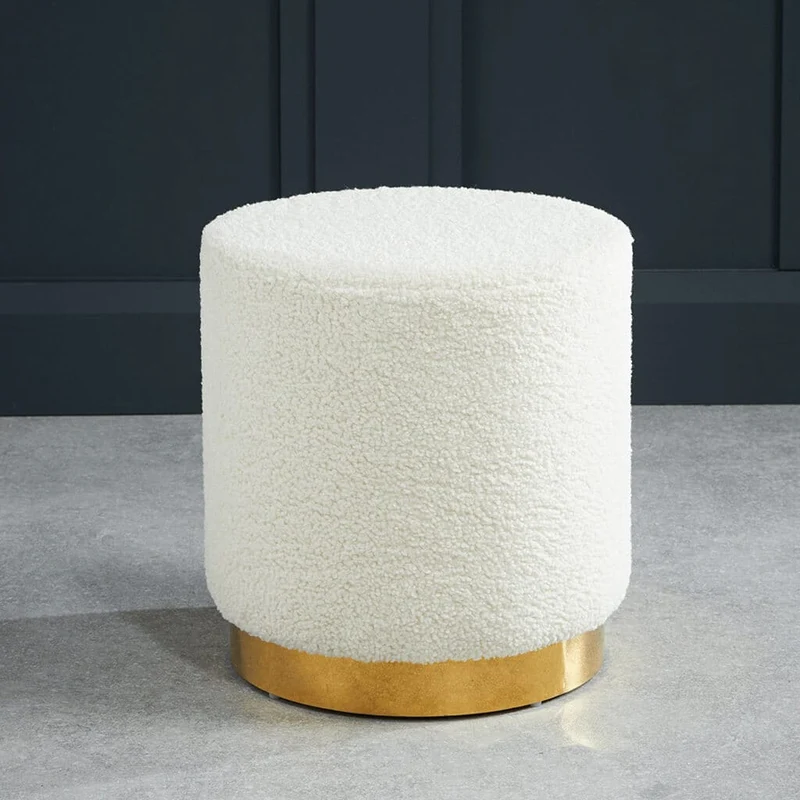 Lara Ivory Boucle Small Pouffe