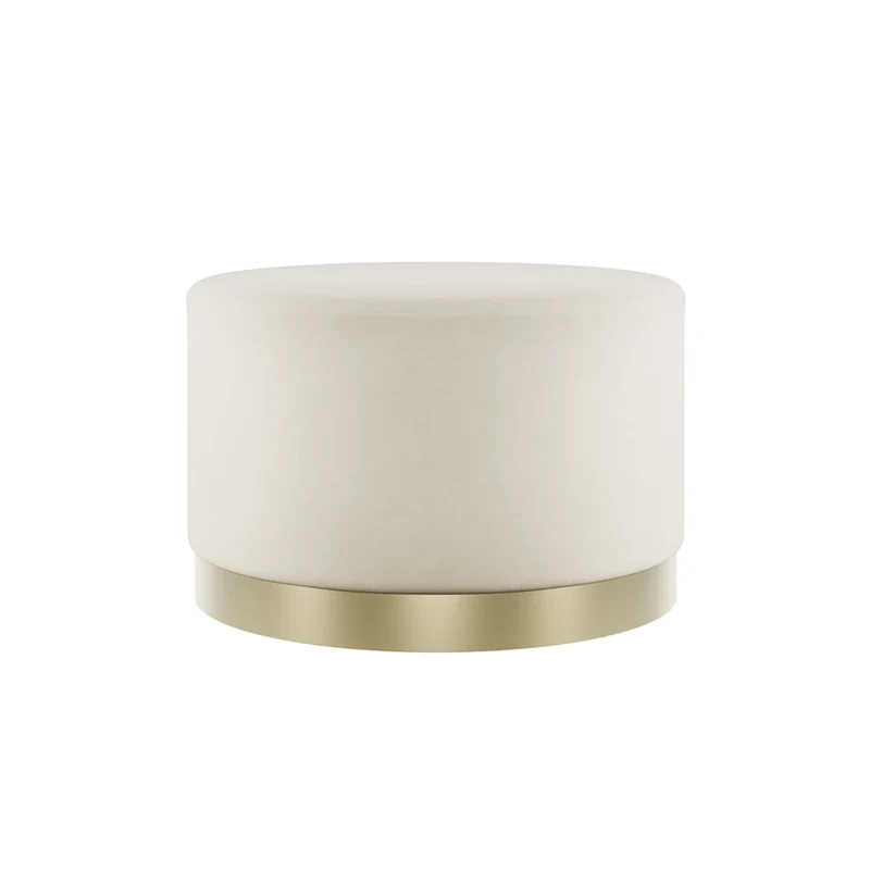 Lara Cream Velvet Small Pouffe