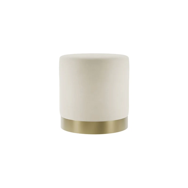 Lara Cream Velvet Large Pouffe