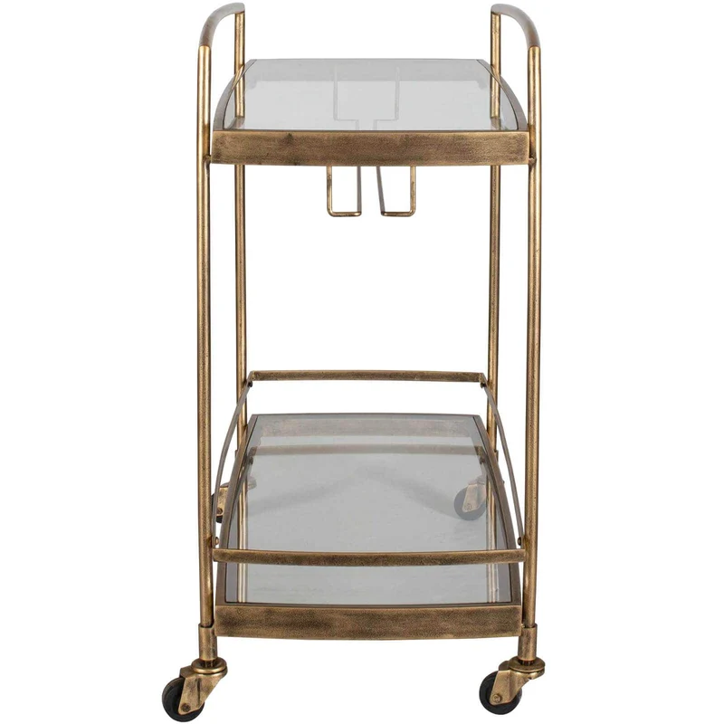 Scarritt Antique Brass Bar Cart