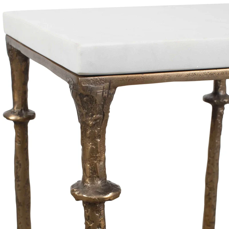 Penelope Square Side Table in White Marble