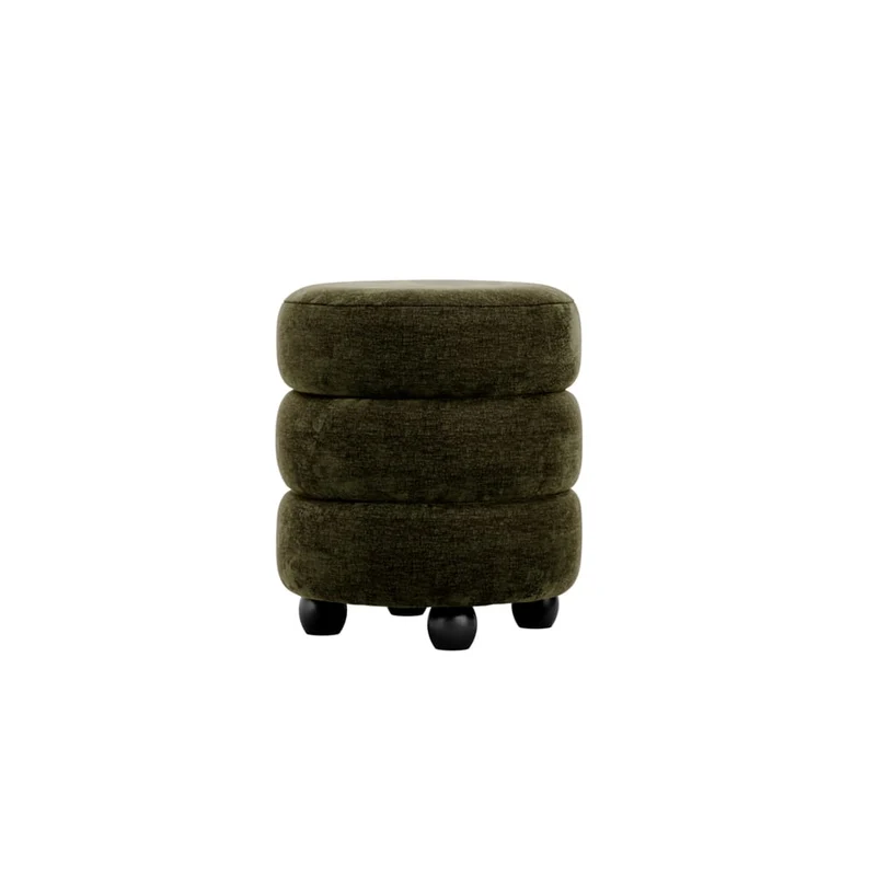 Emi Olive and Black Pouffe
