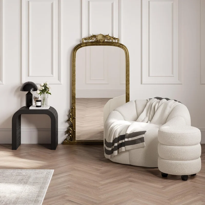 Emi Ivory and Black Pouffe