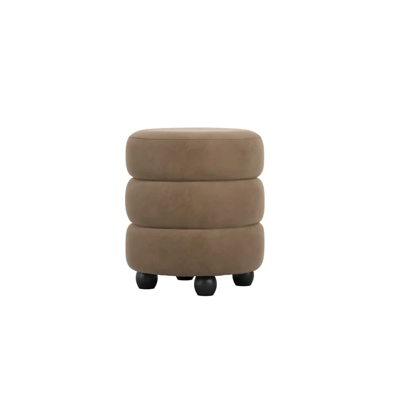 Emi Buff and Black Pouffe