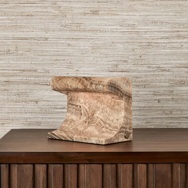 Carved Beam Rechargeable Mini Lamp in Latte Onyx
