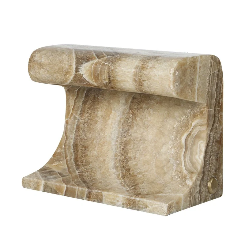 Carved Beam Rechargeable Mini Lamp in Latte Onyx