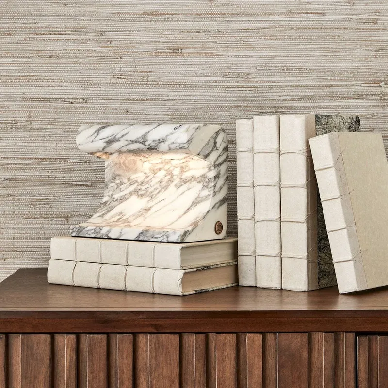 Carved Beam Rechargeable Mini Lamp in Arabescato Marble