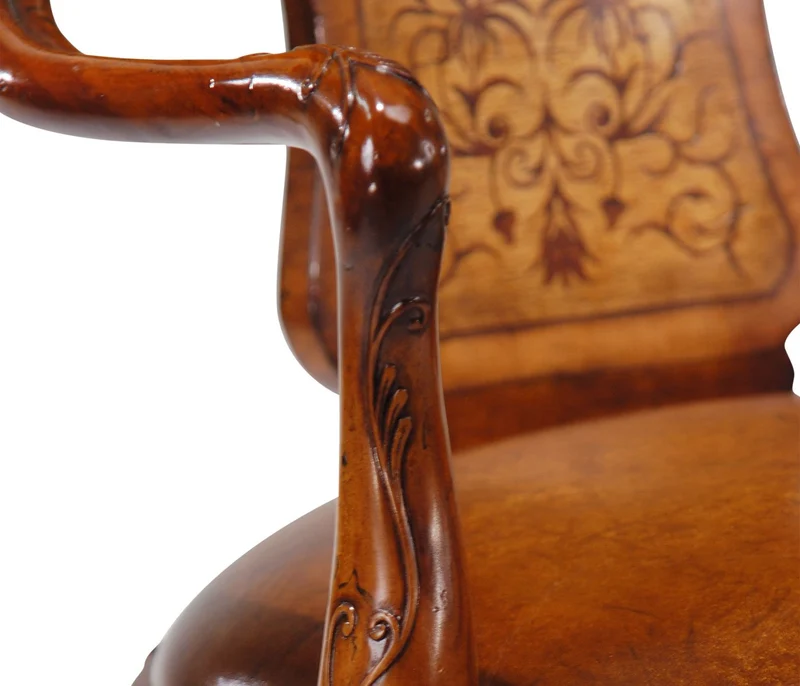 Armchair George I in Brown Leather