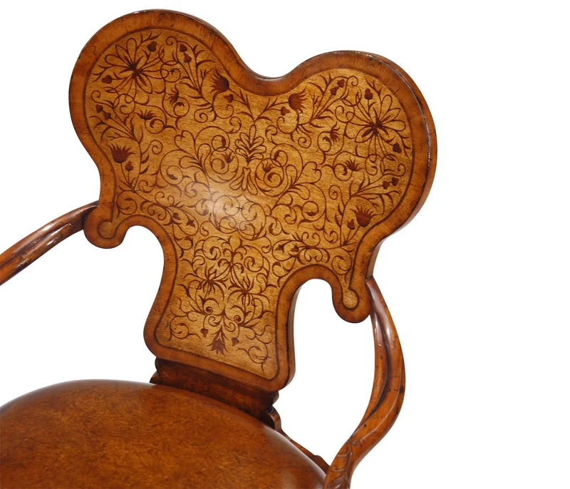 Armchair George I in Brown Leather