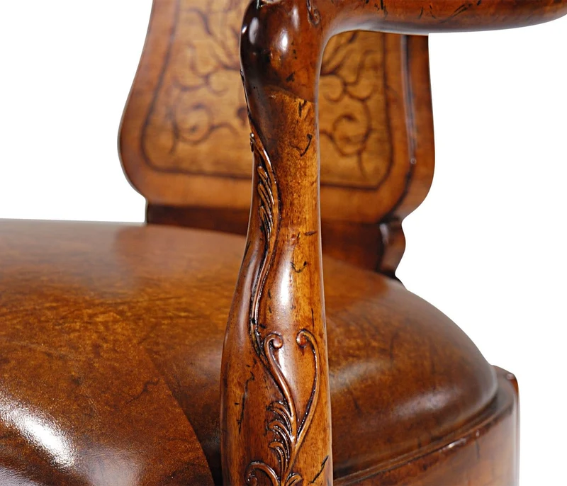 Armchair George I in Brown Leather