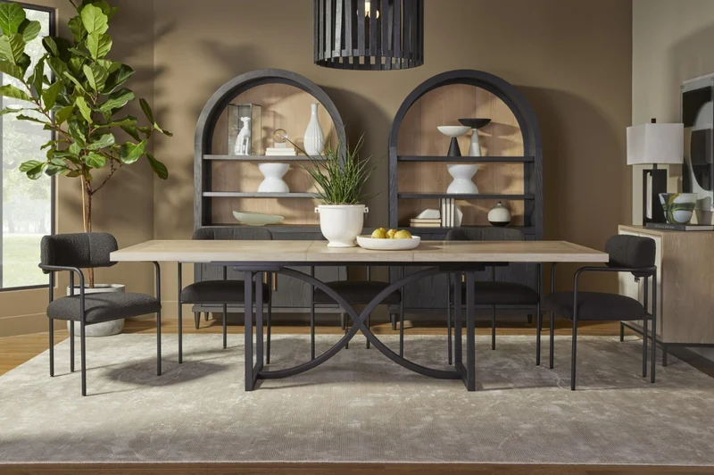 Tranquillity Rectangle Extending Dining Table with Metal Base 204-260cm