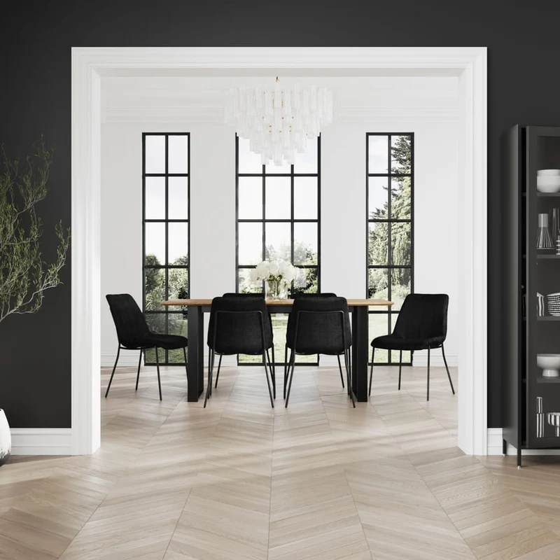 Antibes Black Dining Table 6 Carlo Black Chairs