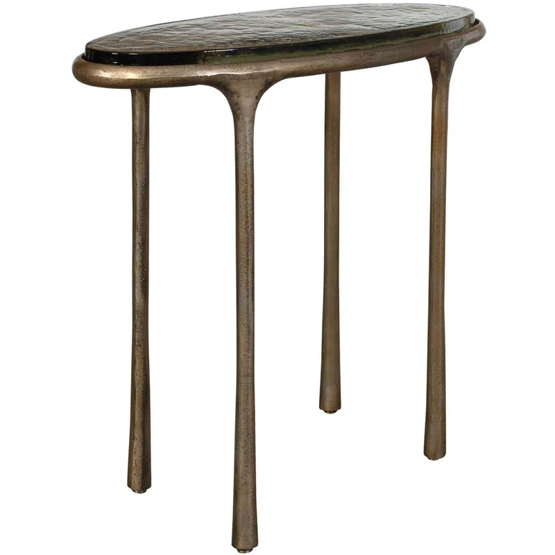 Ata Oval Side Table in Brass